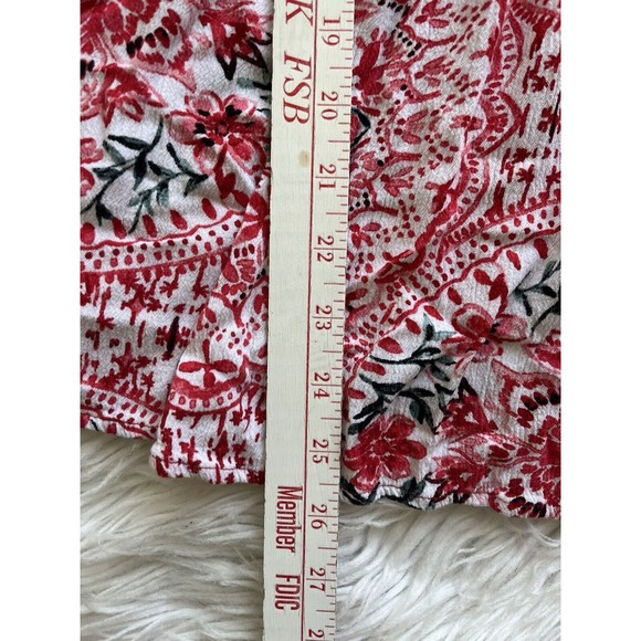 Torrid Babydoll Tank Top Lace-Up Crochet Sleeveless Red Floral Boho 1X - Picture 11 of 14